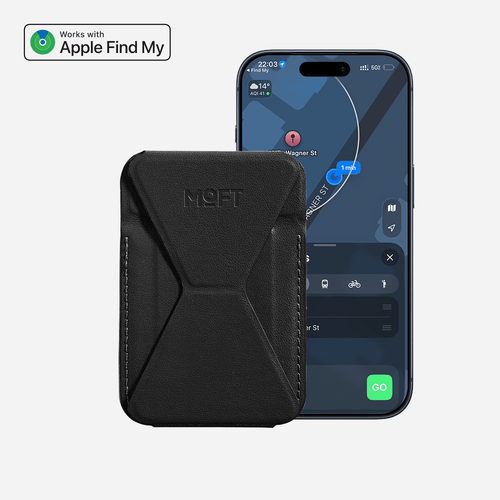 Snap-on Phone Stand & Wallet MOVAS™ - MagSafe Compatible For Phones MS007MP Find My-Enabled Jet Black 