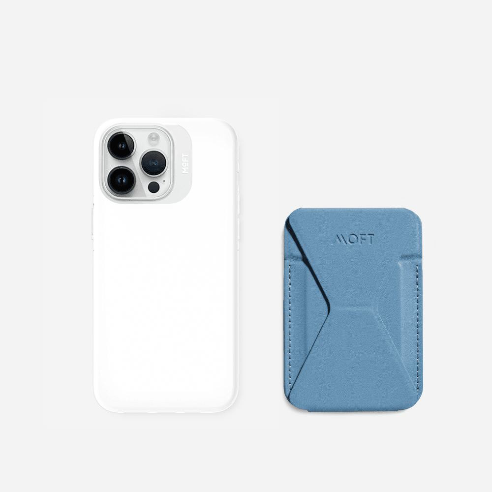 Case, Stand & Wallet Snap Set - MagSafe Compatible For Phones MD011-set1 Windy Blue Cool White iPhone 15 Pro