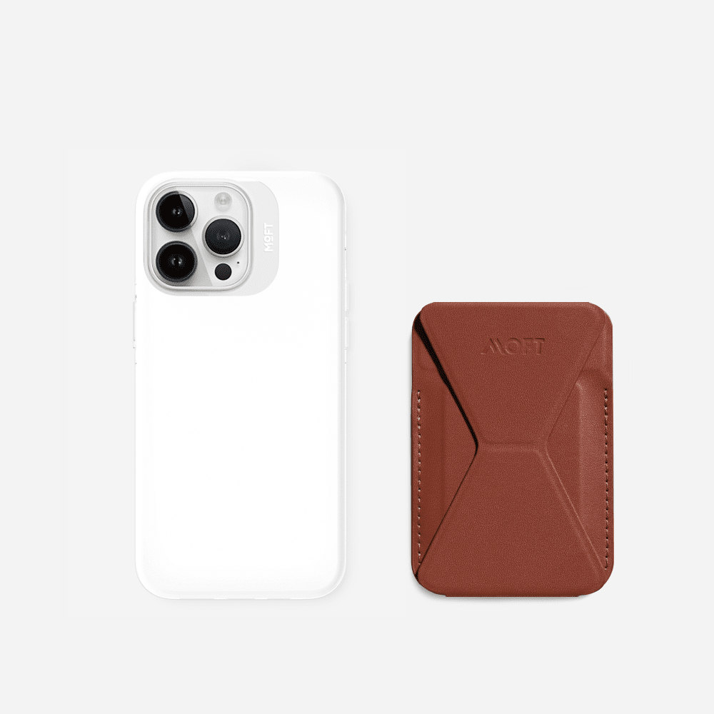 Case, Stand & Wallet Snap Set - MagSafe Compatible For Phones MD011-set1 Sienna Brown Cool White iPhone 15 Pro