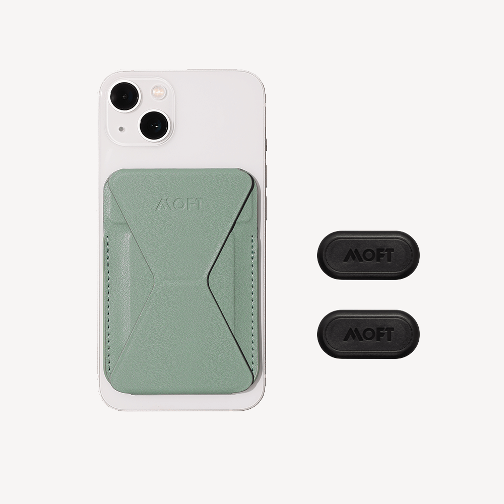 Coastline Edition | Snap-on Phone Stand & Wallet - MagSafe Compatible MOFT Seafoam with 2 Magnetic Sticky Pads 