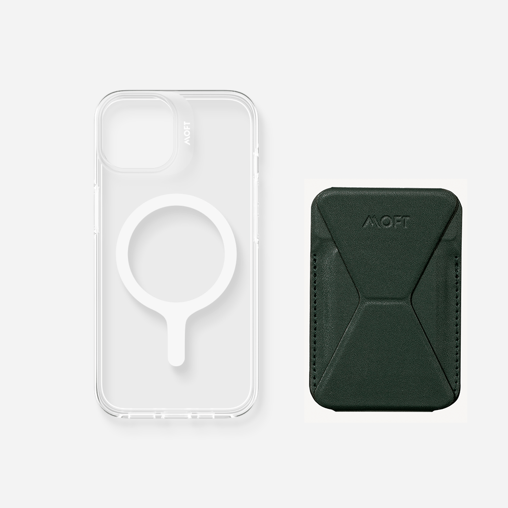 Case, Stand & Wallet Snap Set - MagSafe Compatible MOFT Forest-by-the-Sea iPhone 14 Clear